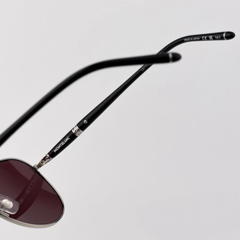 Montblanc Men Sunglasses Silver Black Violet Pilot Frame Violet | Model MB0345S